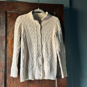 LL Bean Cable Knit Button Down Cardigan Dusty Pink Cotton Small Preppy